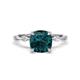 1 - Nuria 1.86 ctw Cushion Shape London Blue Topaz (7.00 mm) accented Natural Diamonds Engagement Ring 