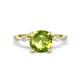 1 - Nuria 1.56 ctw Cushion Shape Peridot (7.00 mm) accented Natural Diamonds Engagement Ring 