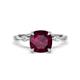 1 - Nuria 2.11 ctw Cushion Shape Rhodolite Garnet (7.00 mm) accented Natural Diamonds Engagement Ring 