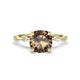 1 - Nuria 1.36 ctw Cushion Shape Smoky Quartz (7.00 mm) accented Natural Diamonds Engagement Ring 