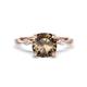 1 - Nuria 1.36 ctw Cushion Shape Smoky Quartz (7.00 mm) accented Natural Diamonds Engagement Ring 