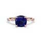 1 - Nuria 3.30 ctw Cushion Shape Created Blue Sapphire (8.00 mm) accented Natural Diamonds Engagement Ring 