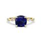 1 - Nuria 3.30 ctw Cushion Shape Created Blue Sapphire (8.00 mm) accented Natural Diamonds Engagement Ring 