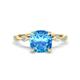 1 - Nuria 2.91 ctw Cushion Shape Blue Topaz (8.00 mm) accented Natural Diamonds Engagement Ring 