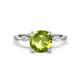 1 - Nuria 2.51 ctw Cushion Shape Peridot (8.00 mm) accented Natural Diamonds Engagement Ring 