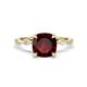 1 - Nuria 2.86 ctw Cushion Shape Red Garnet (8.00 mm) accented Natural Diamonds Engagement Ring 