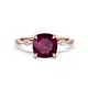 1 - Nuria 2.86 ctw Cushion Shape Rhodolite Garnet (8.00 mm) accented Natural Diamonds Engagement Ring 