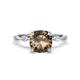 1 - Nuria 2.36 ctw Cushion Shape Smoky Quartz (8.00 mm) accented Natural Diamonds Engagement Ring 