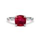 1 - Nuria 3.30 ctw Cushion Shape Created Ruby (8.00 mm) accented Natural Diamonds Engagement Ring 