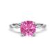 1 - Nuria 3.30 ctw Cushion Shape Created Pink Sapphire (8.00 mm) accented Natural Diamonds Engagement Ring 