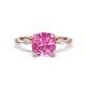 1 - Nuria 3.30 ctw Cushion Shape Created Pink Sapphire (8.00 mm) accented Natural Diamonds Engagement Ring 