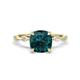 1 - Nuria 2.91 ctw Cushion Shape London Blue Topaz (8.00 mm) accented Natural Diamonds Engagement Ring 