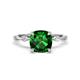 1 - Nuria 2.26 ctw Cushion Shape Created Emerald (8.00 mm) accented Natural Diamonds Engagement Ring 