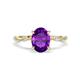 1 - Nuria 2.11 ctw Oval Shape Amethyst (9X7 mm) accented Natural Diamonds Engagement Ring 