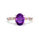 1 - Nuria 2.11 ctw Oval Shape Amethyst (9X7 mm) accented Natural Diamonds Engagement Ring 