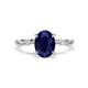 1 - Nuria 2.31 ctw Oval Shape Created Blue Sapphire (9X7 mm) accented Natural Diamonds Engagement Ring 