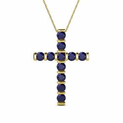 Amen Blue Sapphire Cross Pendant Blue Sapphire Womens Cross Pendant Necklace ctw K Yellow GoldIncluded Inches K Yellow Gold Chain