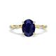 1 - Nuria 2.31 ctw Oval Shape Created Blue Sapphire (9X7 mm) accented Natural Diamonds Engagement Ring 