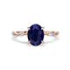 1 - Nuria 2.31 ctw Oval Shape Created Blue Sapphire (9X7 mm) accented Natural Diamonds Engagement Ring 