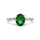 1 - Nuria 1.76 ctw Oval Shape Created Emerald (9X7 mm) accented Natural Diamonds Engagement Ring 