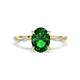 1 - Nuria 1.76 ctw Oval Shape Created Emerald (9X7 mm) accented Natural Diamonds Engagement Ring 