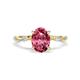 1 - Nuria 1.76 ctw Oval Shape Pink Tourmaline (9X7 mm) accented Natural Diamonds Engagement Ring 