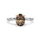 1 - Nuria 1.86 ctw Oval Shape Smoky Quartz (9X7 mm) accented Natural Diamonds Engagement Ring 