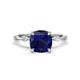 1 - Nuria 2.11 ctw Cushion Shape Created Blue Sapphire (7.00 mm) accented Natural Diamonds Engagement Ring 