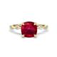 1 - Nuria 2.11 ctw Cushion Shape Created Ruby (7.00 mm) accented Natural Diamonds Engagement Ring 