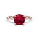 1 - Nuria 2.11 ctw Cushion Shape Created Ruby (7.00 mm) accented Natural Diamonds Engagement Ring 