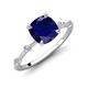 3 - Nuria 2.11 ctw Cushion Shape Created Blue Sapphire (7.00 mm) accented Natural Diamonds Engagement Ring 