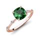 3 - Nuria 1.61 ctw Cushion Shape Created Emerald (7.00 mm) accented Natural Diamonds Engagement Ring 