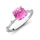 3 - Nuria 2.11 ctw Cushion Shape Created Pink Sapphire (7.00 mm) accented Natural Diamonds Engagement Ring 