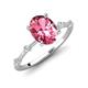 3 - Nuria 1.76 ctw Oval Shape Pink Tourmaline (9X7 mm) accented Natural Diamonds Engagement Ring 