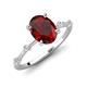 3 - Nuria 2.31 ctw Oval Shape Red Garnet (9X7 mm) accented Natural Diamonds Engagement Ring 