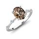 3 - Nuria 1.86 ctw Oval Shape Smoky Quartz (9X7 mm) accented Natural Diamonds Engagement Ring 