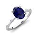 3 - Nuria 2.31 ctw Oval Shape Created Blue Sapphire (9X7 mm) accented Natural Diamonds Engagement Ring 