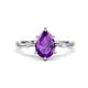 1 - Nuria 1.26 ctw Pear Shape Amethyst  (9X6 mm) accented Natural Diamonds Engagement Ring 