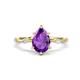 1 - Nuria 1.26 ctw Pear Shape Amethyst  (9X6 mm) accented Natural Diamonds Engagement Ring 