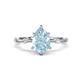 1 - Nuria 1.31 ctw Pear Shape Aquamarine  (9X6 mm) accented Natural Diamonds Engagement Ring 