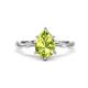 1 - Nuria 1.61 ctw Pear Shape Peridot  (9X6 mm) accented Natural Diamonds Engagement Ring 