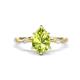 1 - Nuria 1.61 ctw Pear Shape Peridot  (9X6 mm) accented Natural Diamonds Engagement Ring 