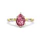 1 - Nuria 1.61 ctw Pear Shape Pink Tourmaline  (9X6 mm) accented Natural Diamonds Engagement Ring 