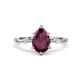 1 - Nuria 1.56 ctw Pear Shape Rhodolite Garnet  (9X6 mm) accented Natural Diamonds Engagement Ring 