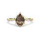 1 - Nuria 1.31 ctw Pear Shape Smoky Quartz  (9X6 mm) accented Natural Diamonds Engagement Ring 