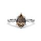 1 - Nuria 1.31 ctw Pear Shape Smoky Quartz  (9X6 mm) accented Natural Diamonds Engagement Ring 