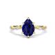 1 - Nuria 1.74 ctw Pear Shape Created Blue Sapphire  (9X6 mm) accented Natural Diamonds Engagement Ring 