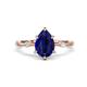 1 - Nuria 1.74 ctw Pear Shape Created Blue Sapphire  (9X6 mm) accented Natural Diamonds Engagement Ring 