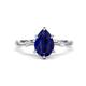 1 - Nuria 1.74 ctw Pear Shape Created Blue Sapphire  (9X6 mm) accented Natural Diamonds Engagement Ring 