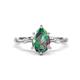 1 - Nuria 1.74 ctw Pear Shape Created Alexandrite  (9X6 mm) accented Natural Diamonds Engagement Ring 